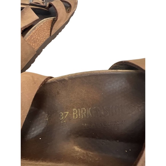 Birkenstock Milano Brown Leather Ankle Strap Buckle Sandals Size 37 LS - Picture 6 of 9